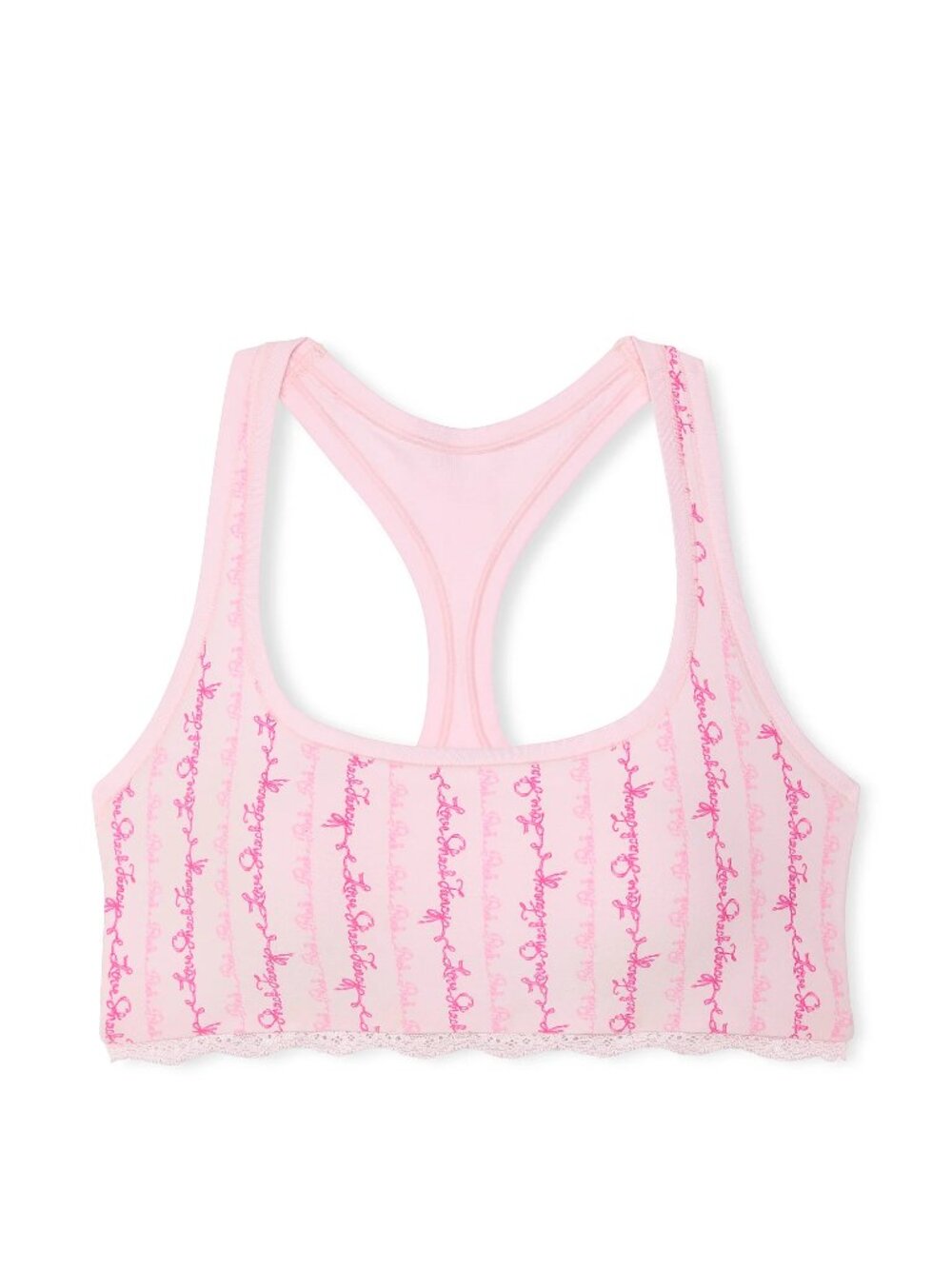 PINK x LoveShackFancy Cotton Racerback Bralette LARGE fits 36C, 36D, 38B, 38C - Picture 5 of 13